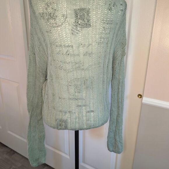 NWT Free People Green Textured Crew Neck Sweater - Picture 5 of 8